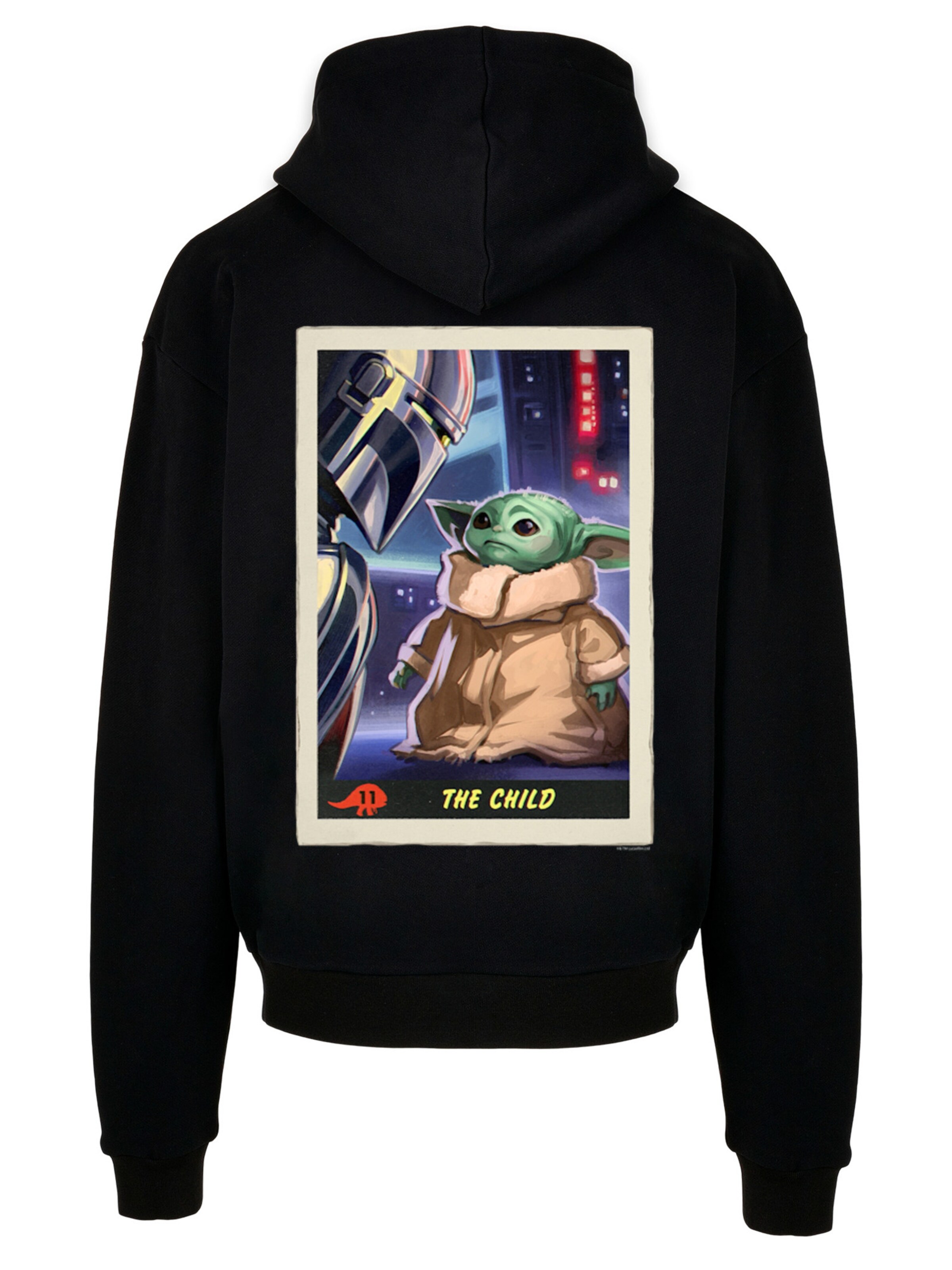 F4NT4STIC Sweatshirt 'Star Wars The Mandalorian The Child Card' in Zwart: voorkant