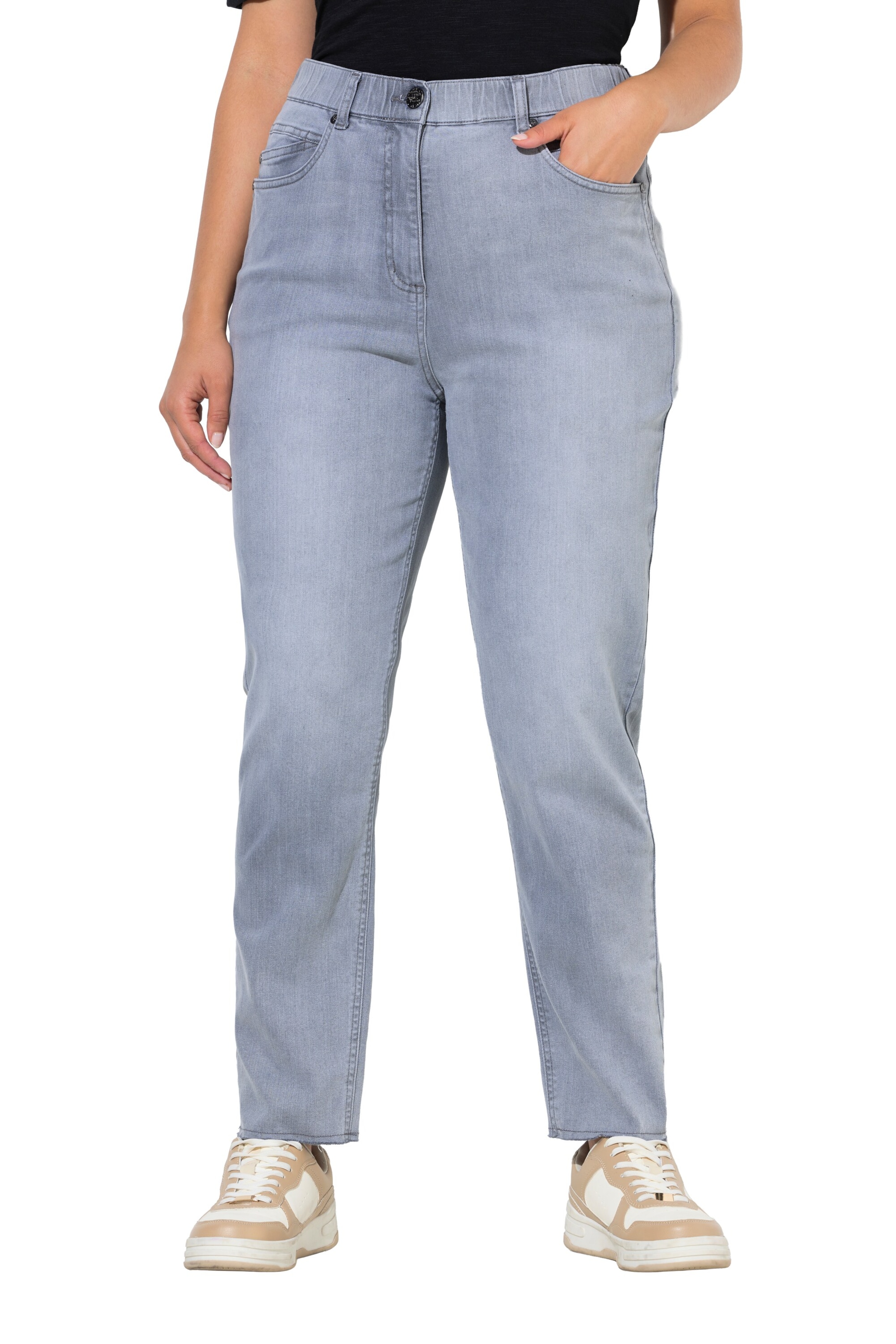 Ulla Popken Baggy Jeans in Grau: Vorderseite