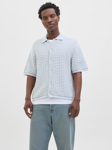 JACK & JONES Gebreid vest 'JORDia' in Blauw: voorkant