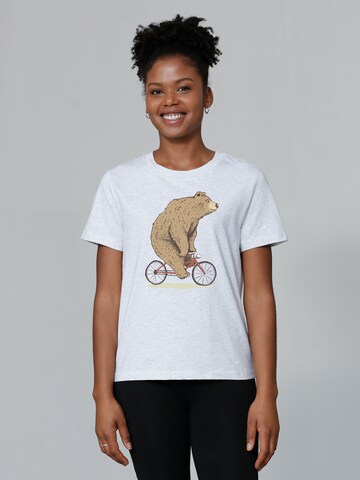 Watapparel Shirt ' Fahrradbär ' in Wit: voorkant