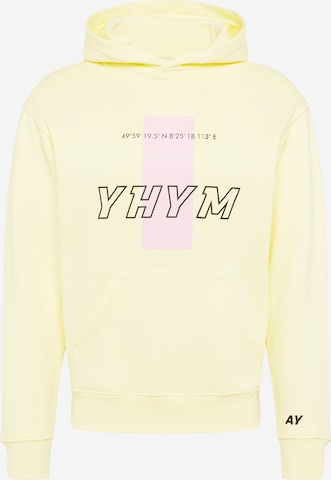 ABOUT YOU x Mero Sweatshirt 'YHYM' in Yellow: front