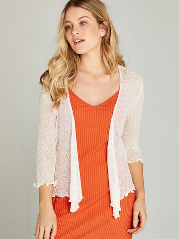 Apricot Knit Cardigan in Beige: front