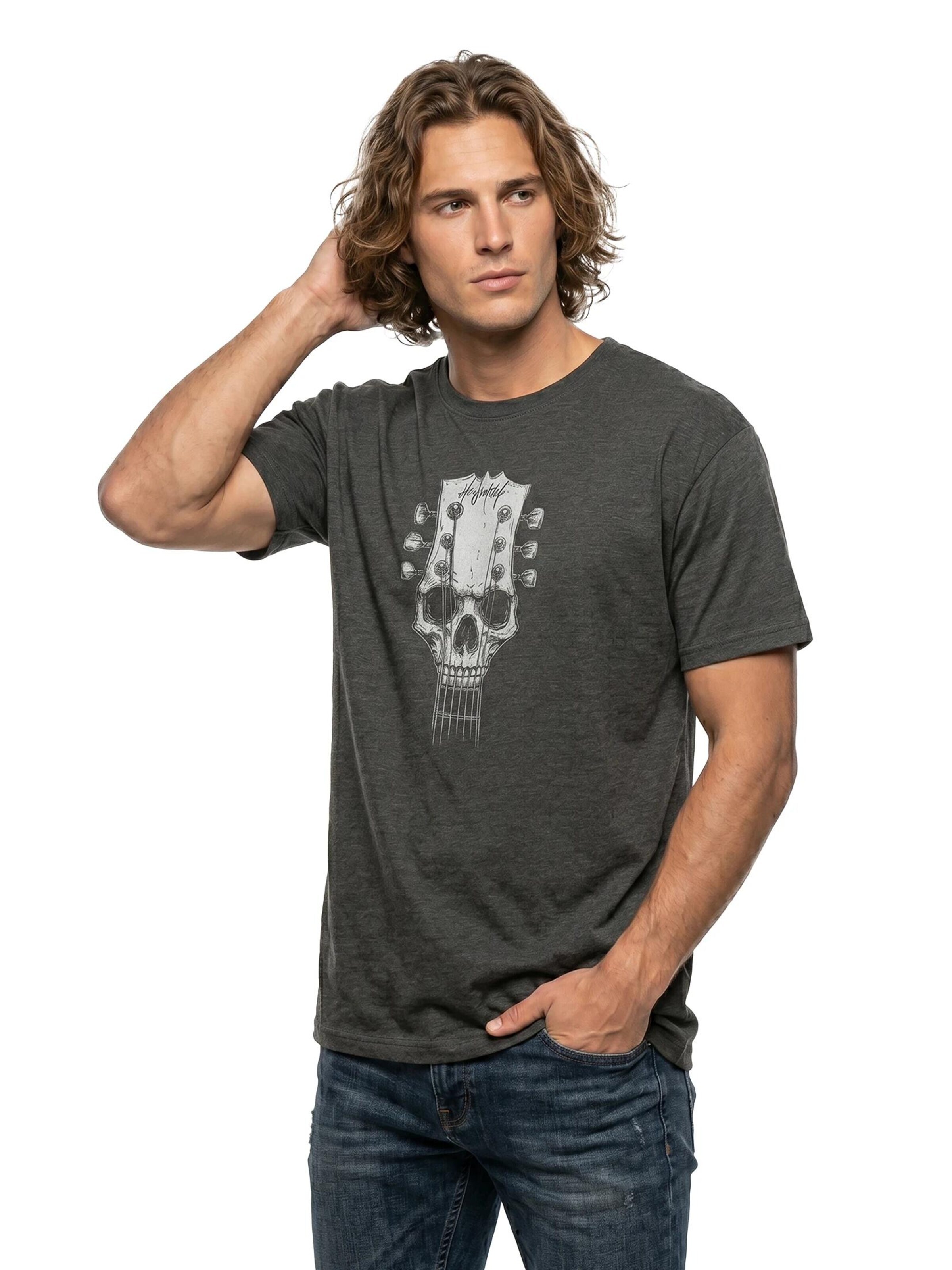 MAKAYA Shirt 'Gitarrenkopf' in Grey