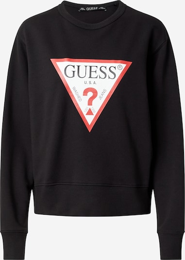 GUESS Sweater majica u crvena / crna / bijela, Pregled proizvoda