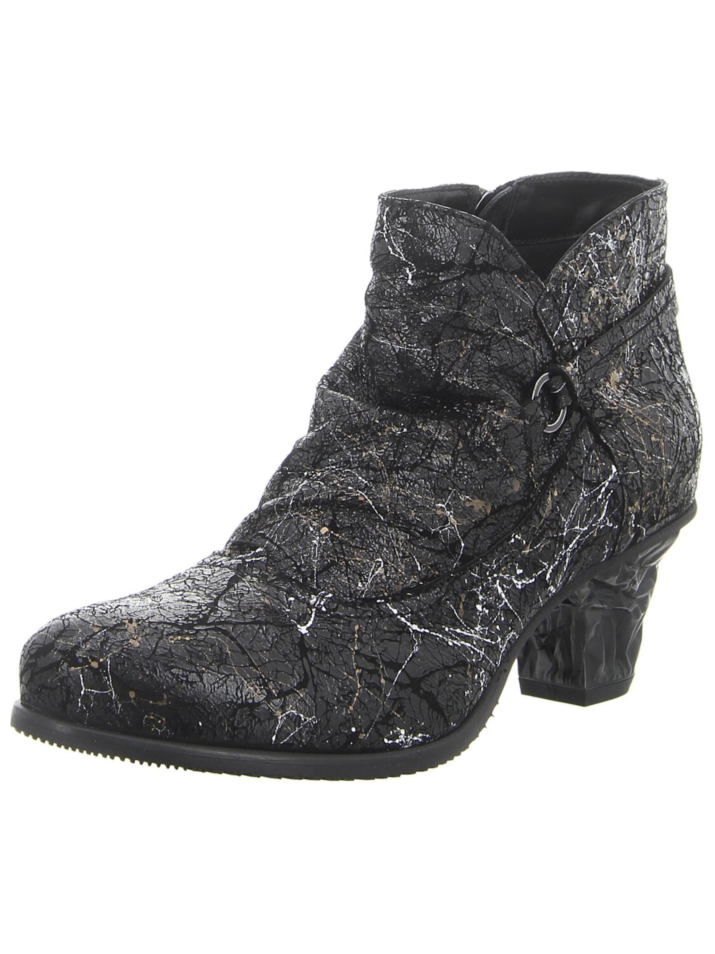 Simen Ankle Boots 'Damen Stiefelette 7093A SCHWARZ-GOLD Echt Leder in schwarz' in Black: front