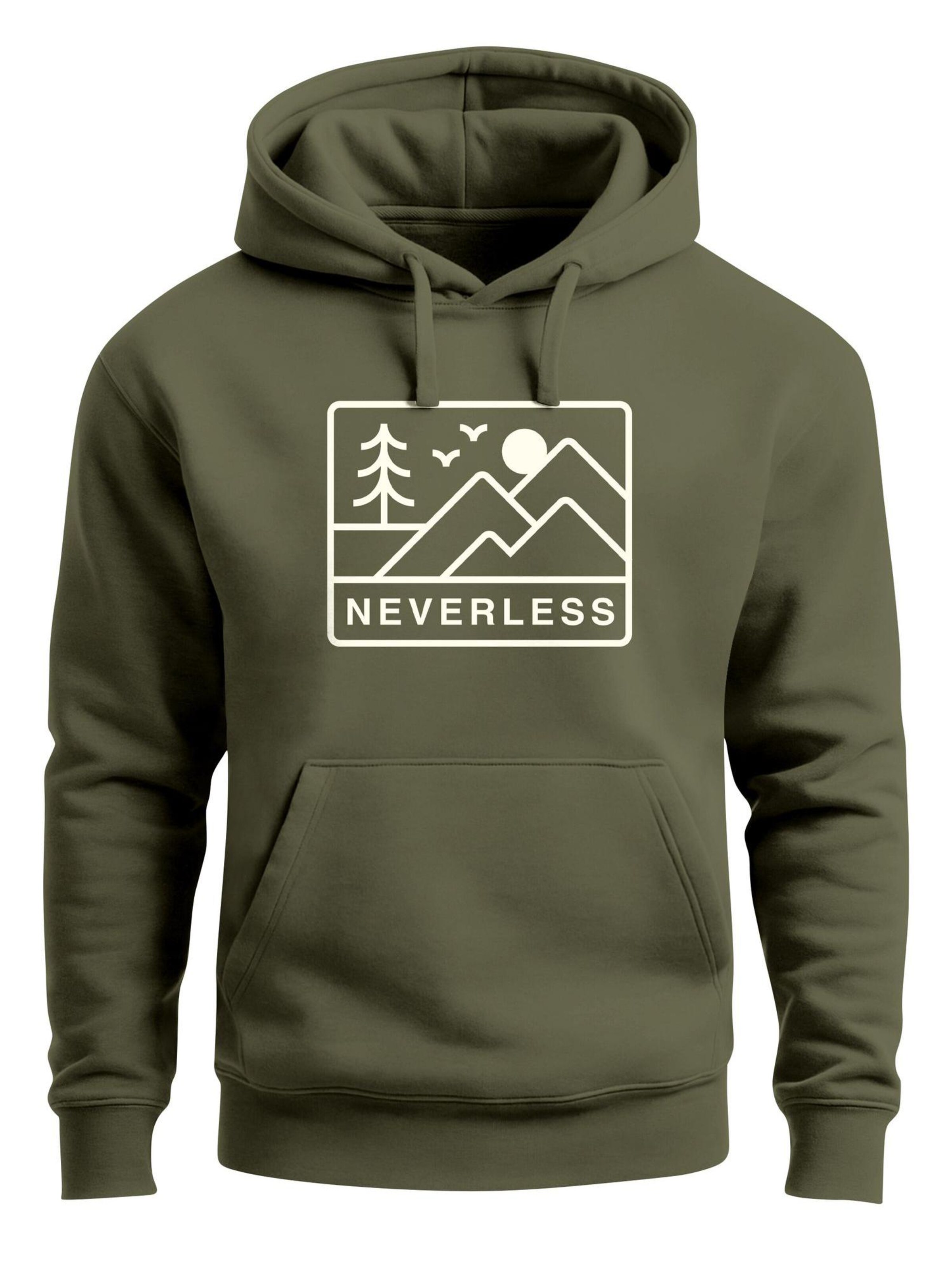 Neverless Sweatshirt 'Berge' in Green: front