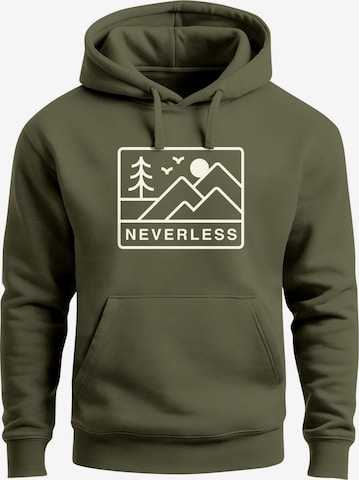 Neverless Sweatshirt 'Berge' in Grün: Vorderseite