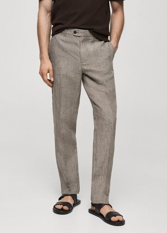 MANGO MAN Slim fit Pleated Pants 'Laurus' in Brown: front