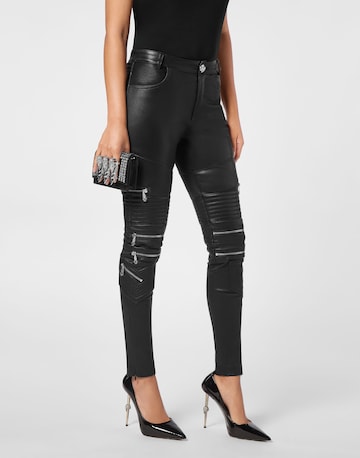 Philipp Plein - Bolso de noche ' Skull ' en plata: frente