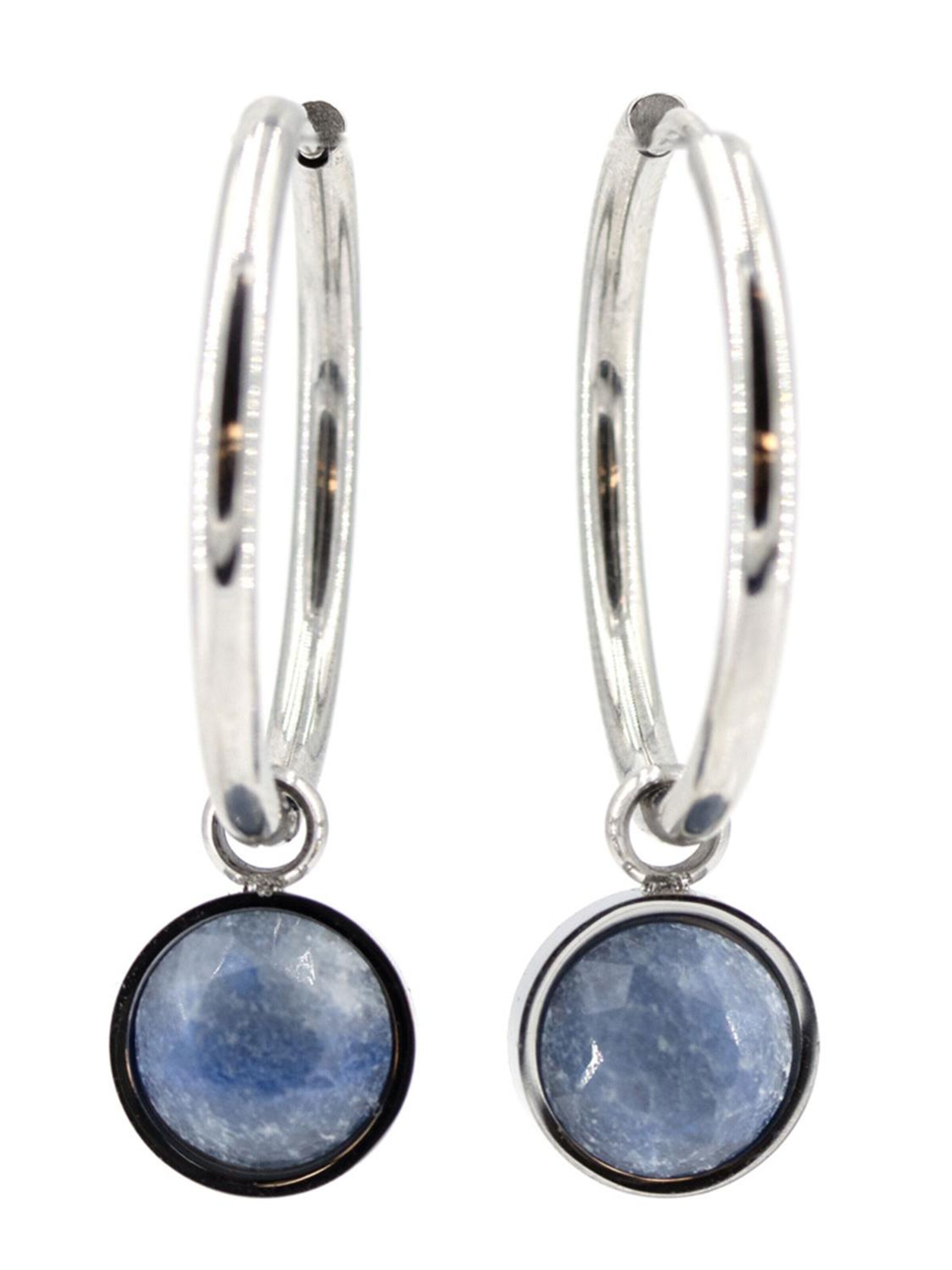 Sergio Engel Earrings 'Beach Ohrring 02 Edelstahl-Hoop mit Natursteinanhänger' in Blue: front