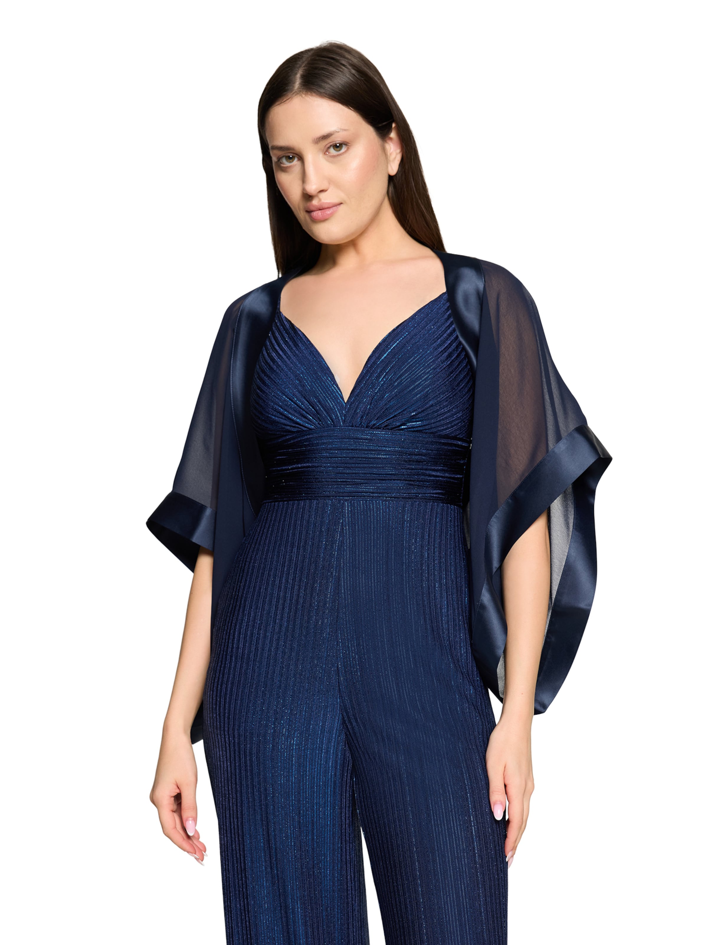 Vera Mont Chiffonstola mit 3/4 Arm in Blau: Vorderseite