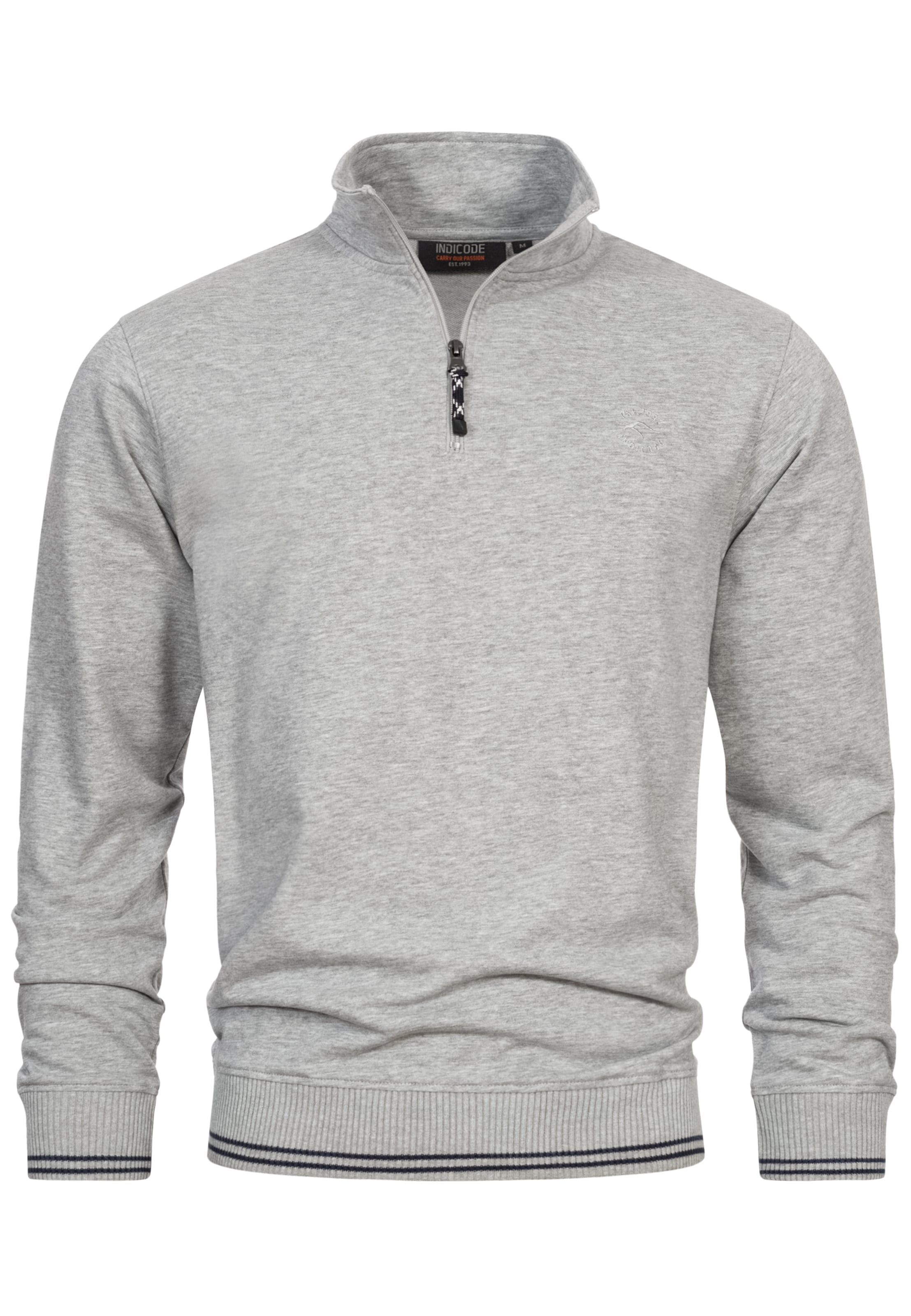 INDICODE JEANS Sweatshirt 'Nate' in Grijs: voorkant