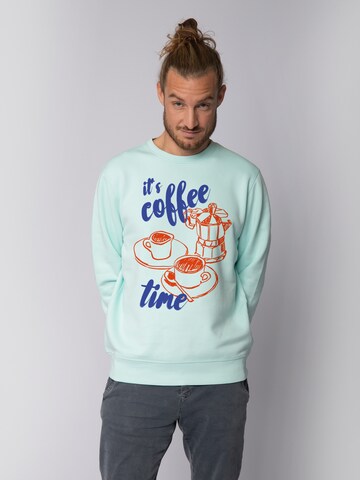 Watapparel Sweatshirt 'Its Coffee Time' in Blauw: voorkant