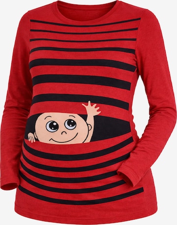 M.M.C. Shirt 'Winke Winke Umstandslangarmshirt' in Red: front