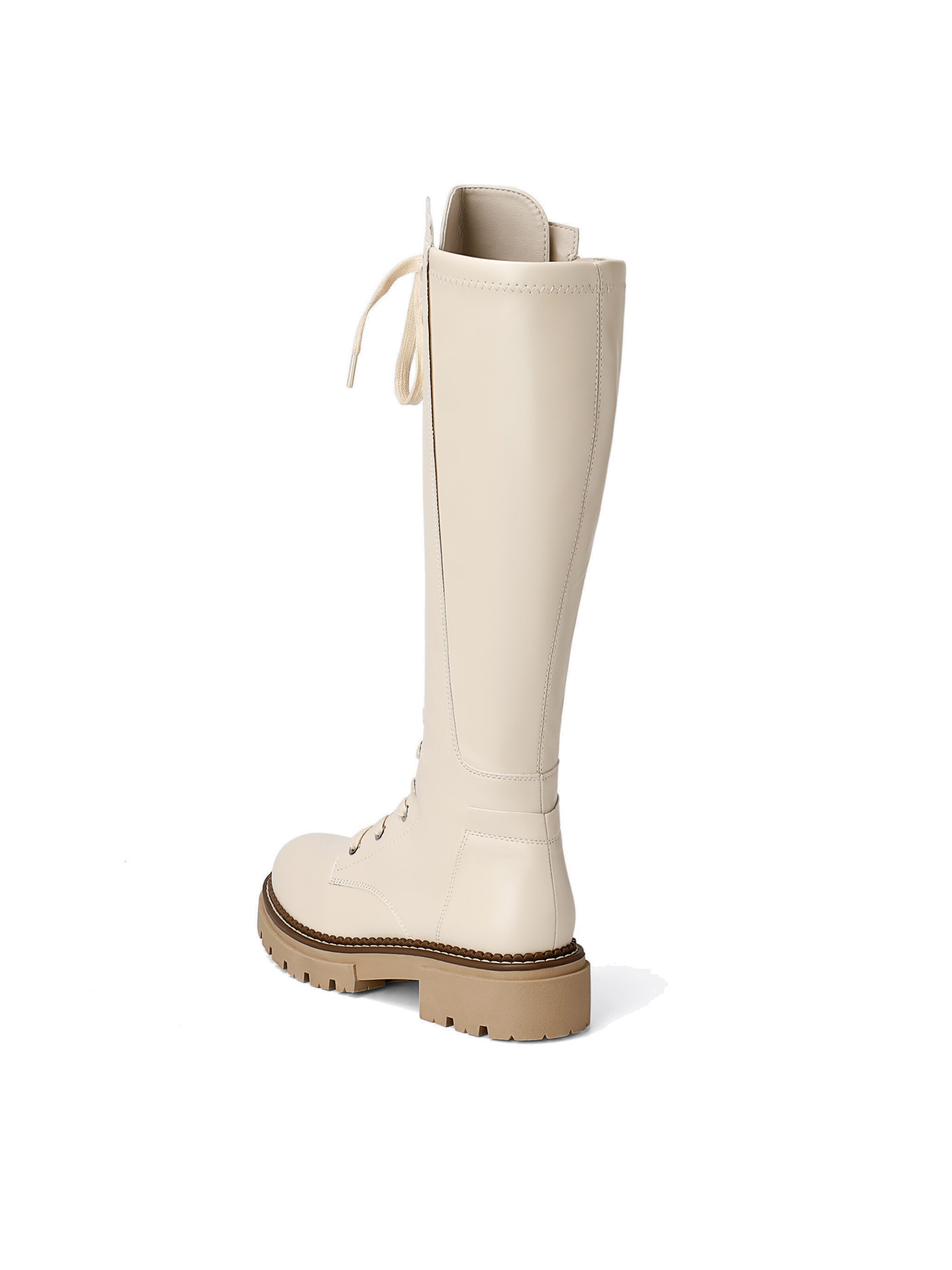 Dream Pairs Lace-Up Boots in Beige