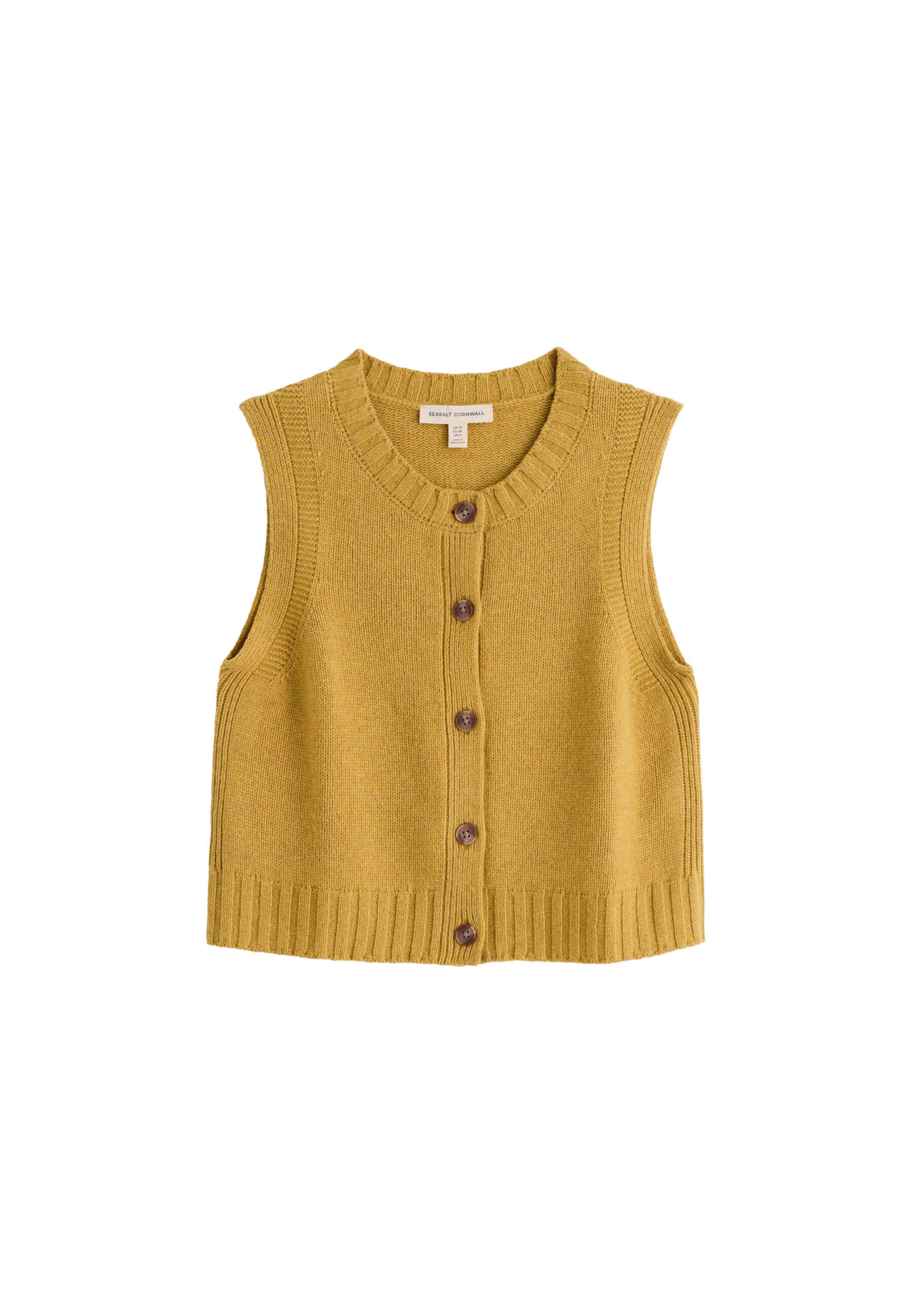 Seasalt Cornwall Gebreide bodywarmer 'Derwenn' in Geel: voorkant