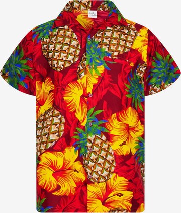 King Kameha Shirt 'Pineapple Hibiscus' in Rot: Vorderseite