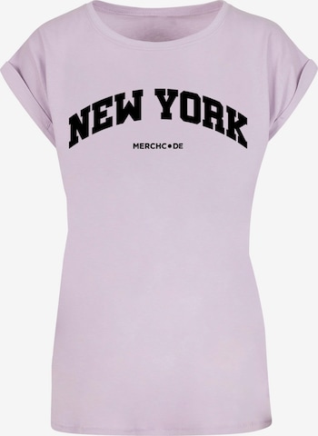 Merchcode Shirt 'New York' in Lila: voorkant