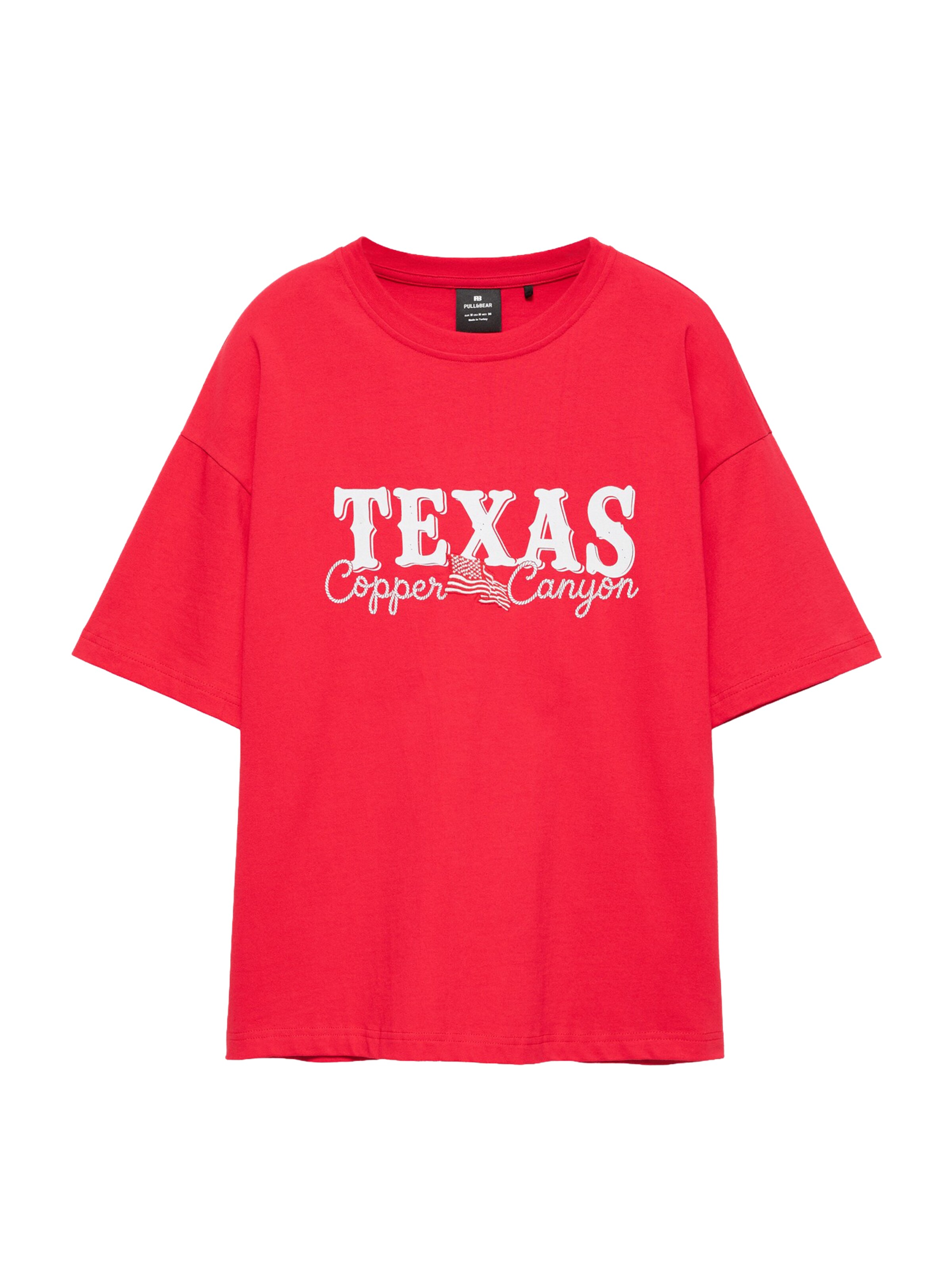 piros / fehér Pull&Bear Póló 'TEXAS' - XS, Termék nézet