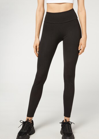 CALZEDONIA Skinny Leggings in Black: front