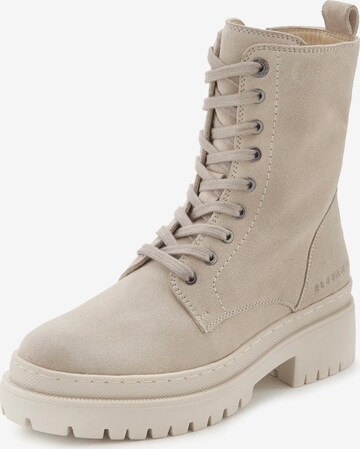 Elbsand Lace-Up Ankle Boots in Beige: front