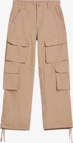 Wide Leg Pantalon cargo Bershka en beige : devant