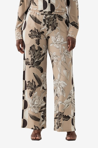 Wide Leg Pantalon Ulla Popken en beige : devant