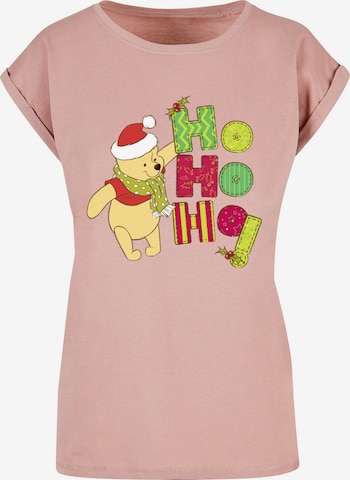 T-shirt 'Winnie The Pooh - Ho Ho Ho Scarf' ABSOLUTE CULT en rose : devant