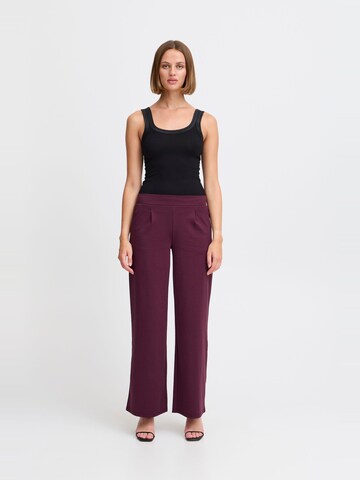 ICHI Wide leg Pleat-front trousers 'Kate' in Purple