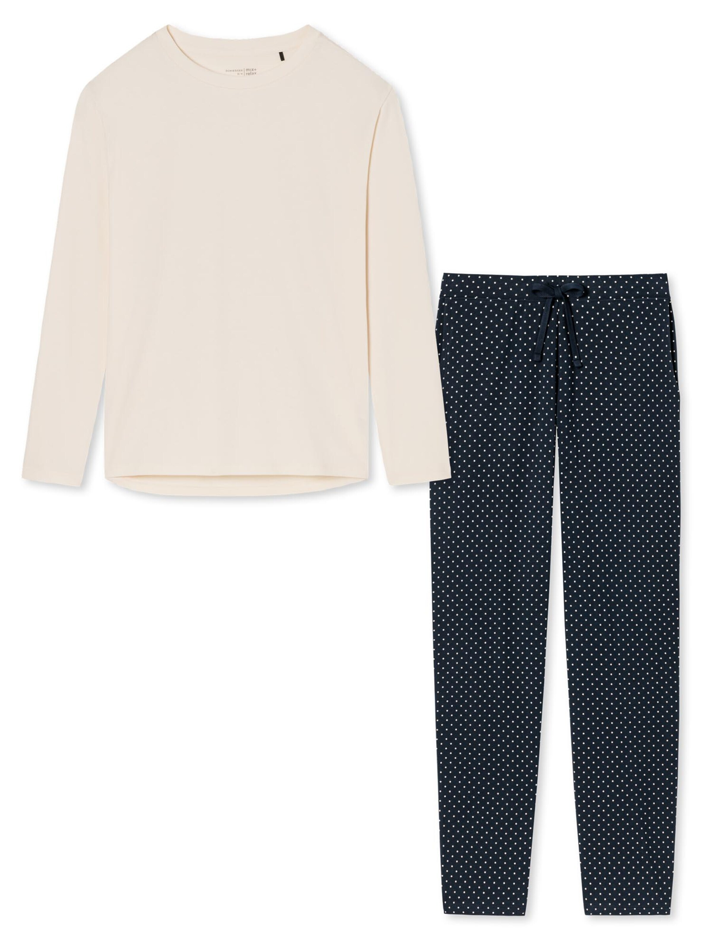 SCHIESSER Pyjama 'Cotton' in Wit: voorkant