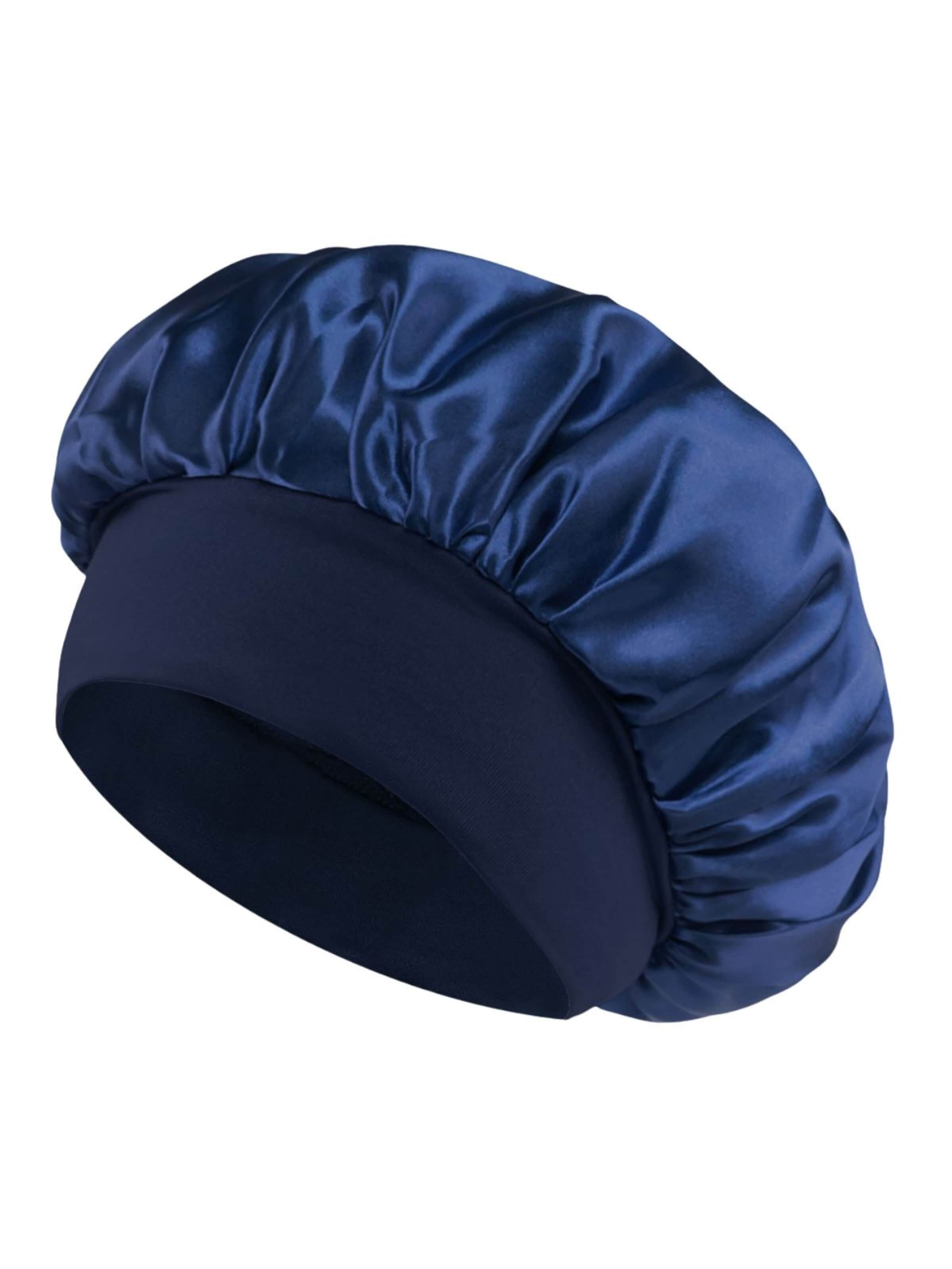 Ornement pour cheveux 'Safiya Satin Bonnet – Elastic Hair Cap for Curl Protection & Frizz Control (Navy)' soho Hair accesoires en bleu : devant