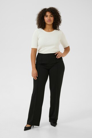 KAFFE CURVE Slim fit Trousers with creases 'Athena' in Black