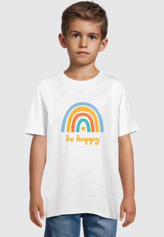 T-Shirt 'Be Happy Rainbow' Merchcode en blanc : devant