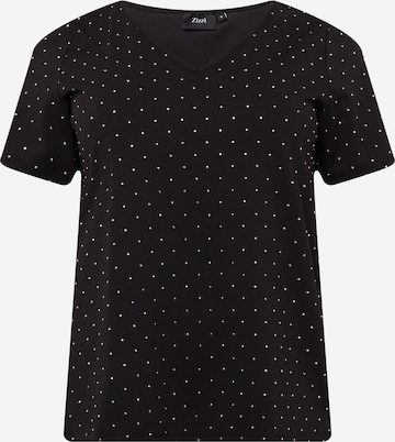 Zizzi T-shirt 'DARO' i svart: framsida