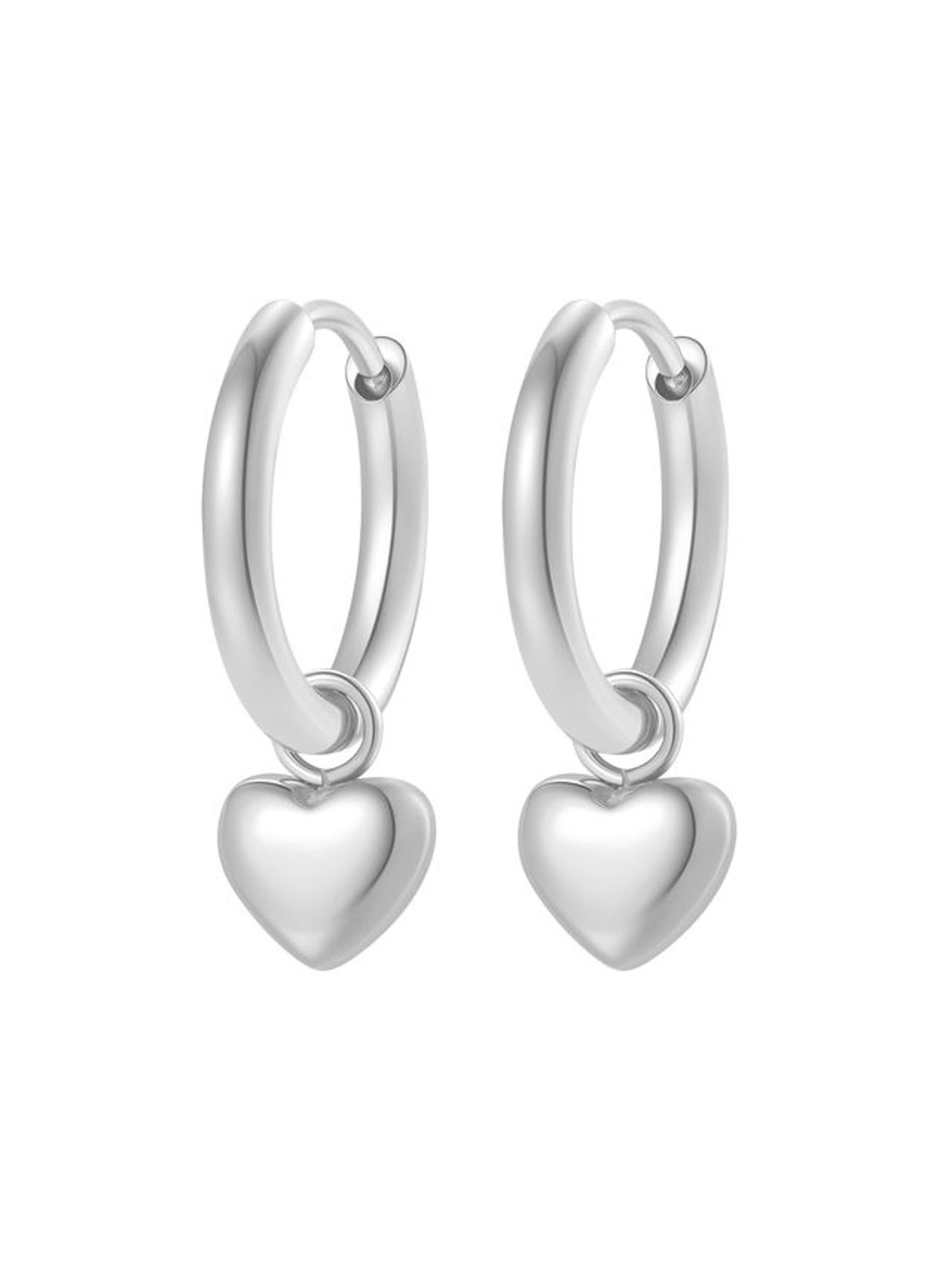 Hey Happiness Earrings 'Heart Beat' in Silver: front