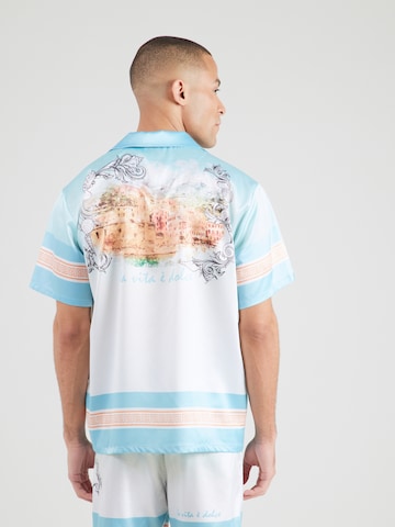 Carlo Colucci Comfort Fit Skjorte i blå: tilbage