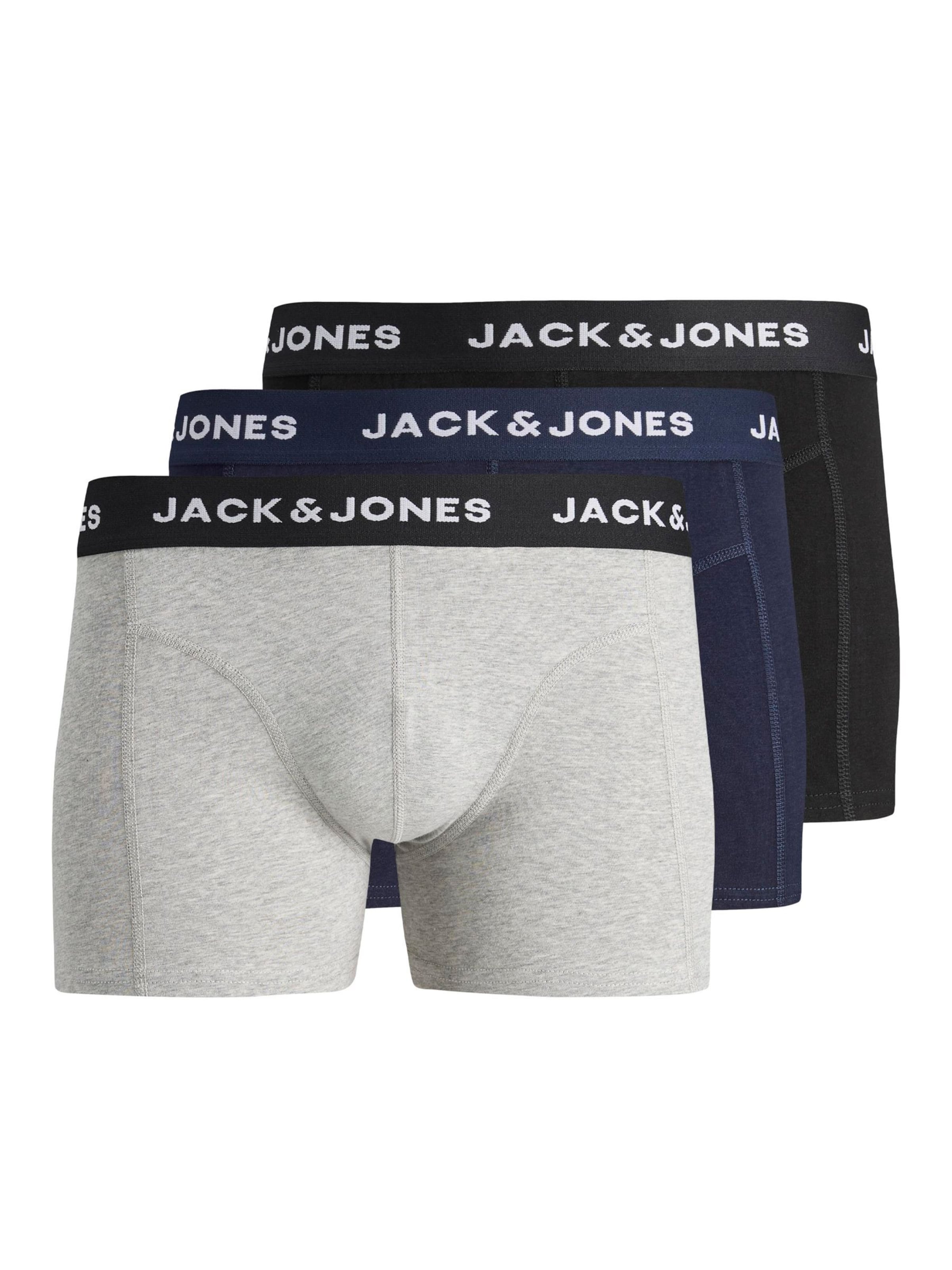 JACK & JONES Boksershorts i mørkeblå / grå-meleret / sort / hvid, Produktvisning