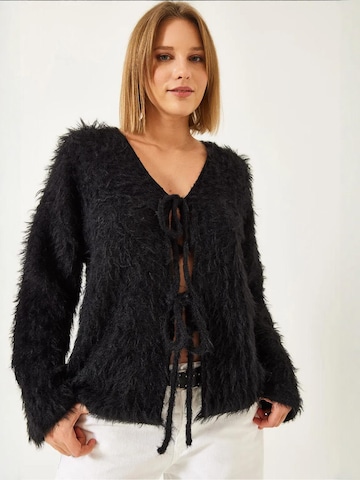 Bianco Lucci Gebreid vest in Zwart: voorkant