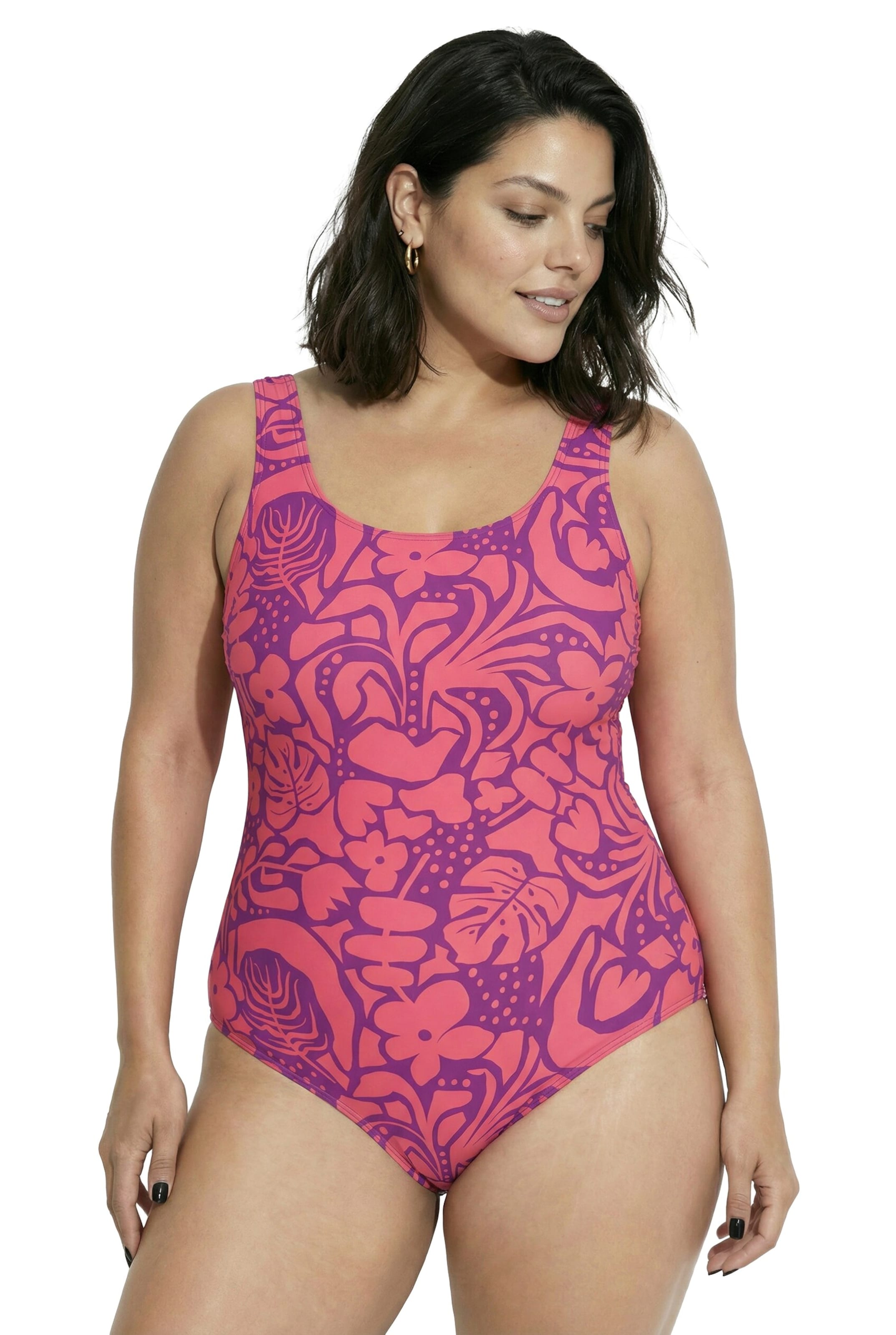 Ulla Popken Bralette Swimsuit in Red: front