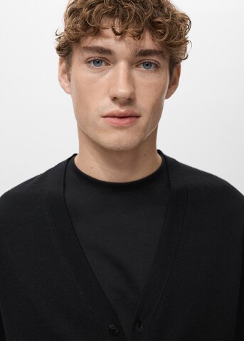MANGO MAN Knit Cardigan 'Willyc' in Black