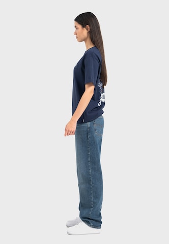 Oldskull T-Shirt 'Asian Blossom Queen' in Blau