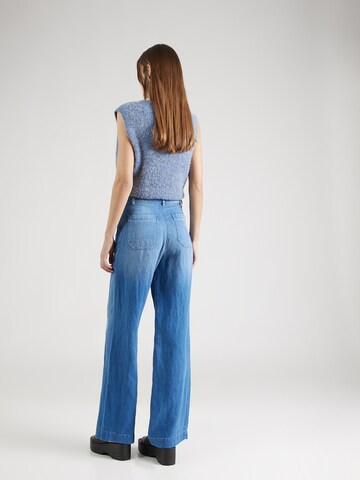 Wide leg Pantaloni de la sessun pe albastru