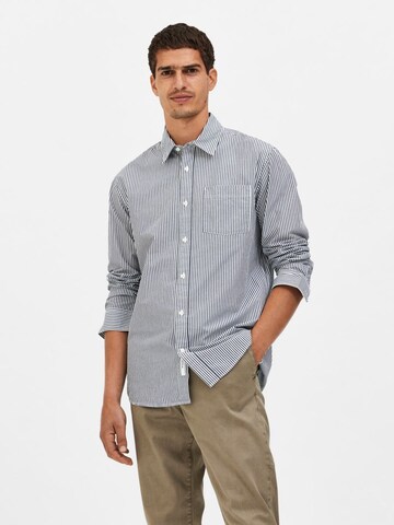 SELECTED HOMME Regular fit Button Up Shirt 'Nicki' in Blue: front