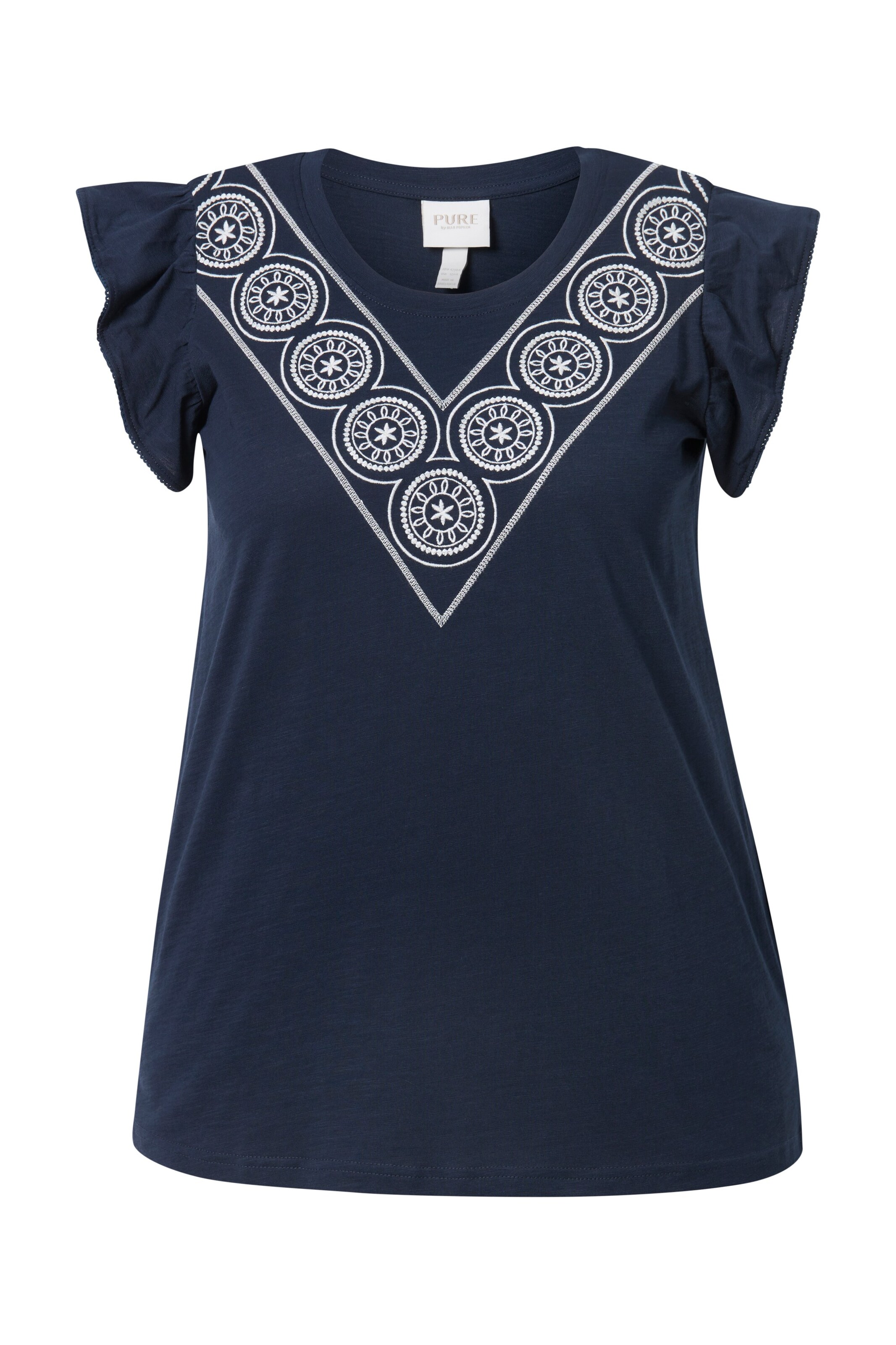 T-shirt Ulla Popken en bleu : devant