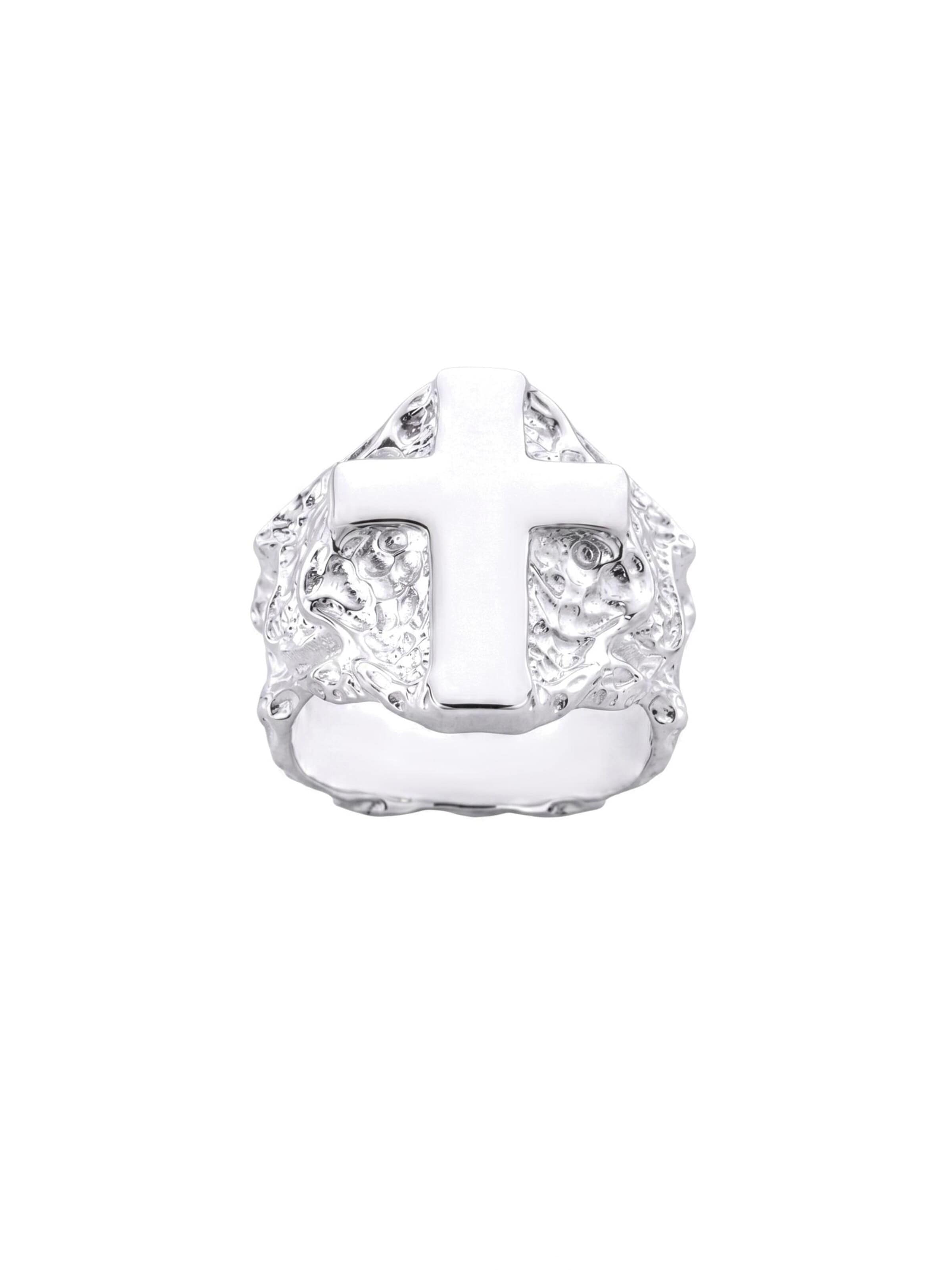 REYTEL Ring 'CROSS' i silver: framsida
