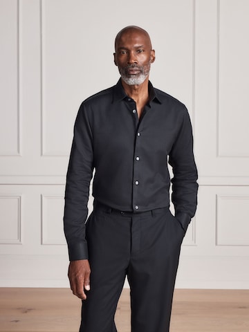 Next Slim fit Button Up Shirt in Black: front