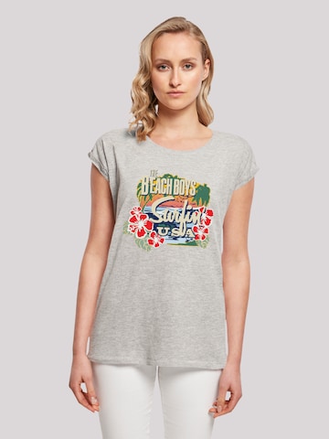 F4NT4STIC Shirt 'The Beach Boys Musik Band Tropical' in Grijs: voorkant