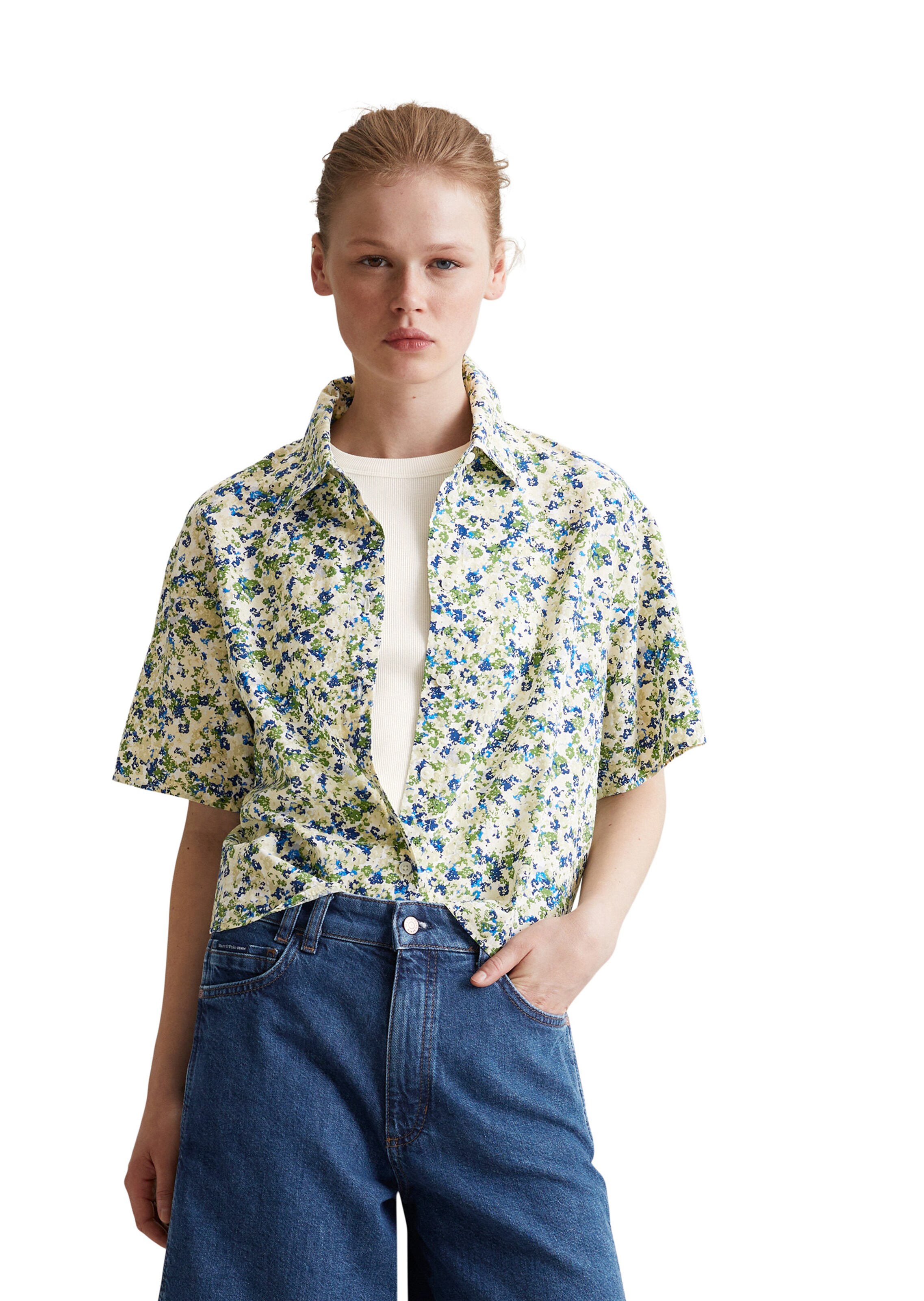 Marc O'Polo DENIM Bluse in Grün: Vorderseite