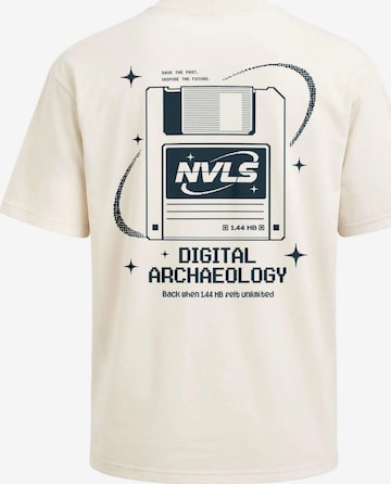 Neverless Shirt 'Digital Archaeology' in Beige: front