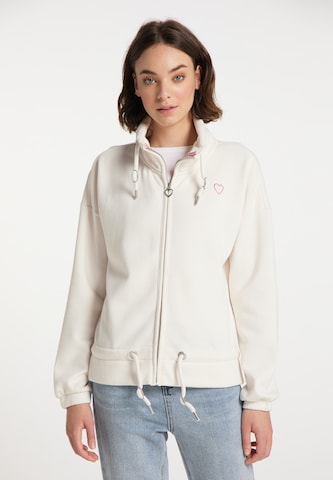 MYMO Zip-Up Hoodie in Beige: front